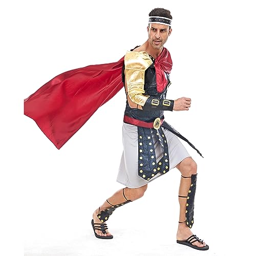 ReneeCho Men Roman Gladiator Solider Costume Halloween Adults Soldier Warrior Armor Spartan Costumes - Image 3