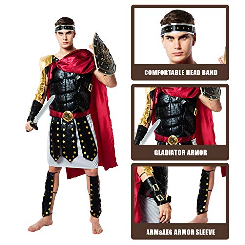 ReneeCho Men Roman Gladiator Solider Costume Halloween Adults Soldier Warrior Armor Spartan Costumes - Image 4