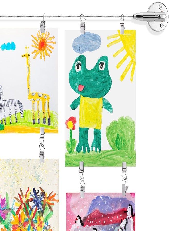 Sratte Kids Artwork Display for Wall with 50 Clips and 10 ft Wire and 1 Wall Sticker Kids Art Display Hanging Photo Display with Clips Sticker Hanger Play Room Decor for Kids - Image 1