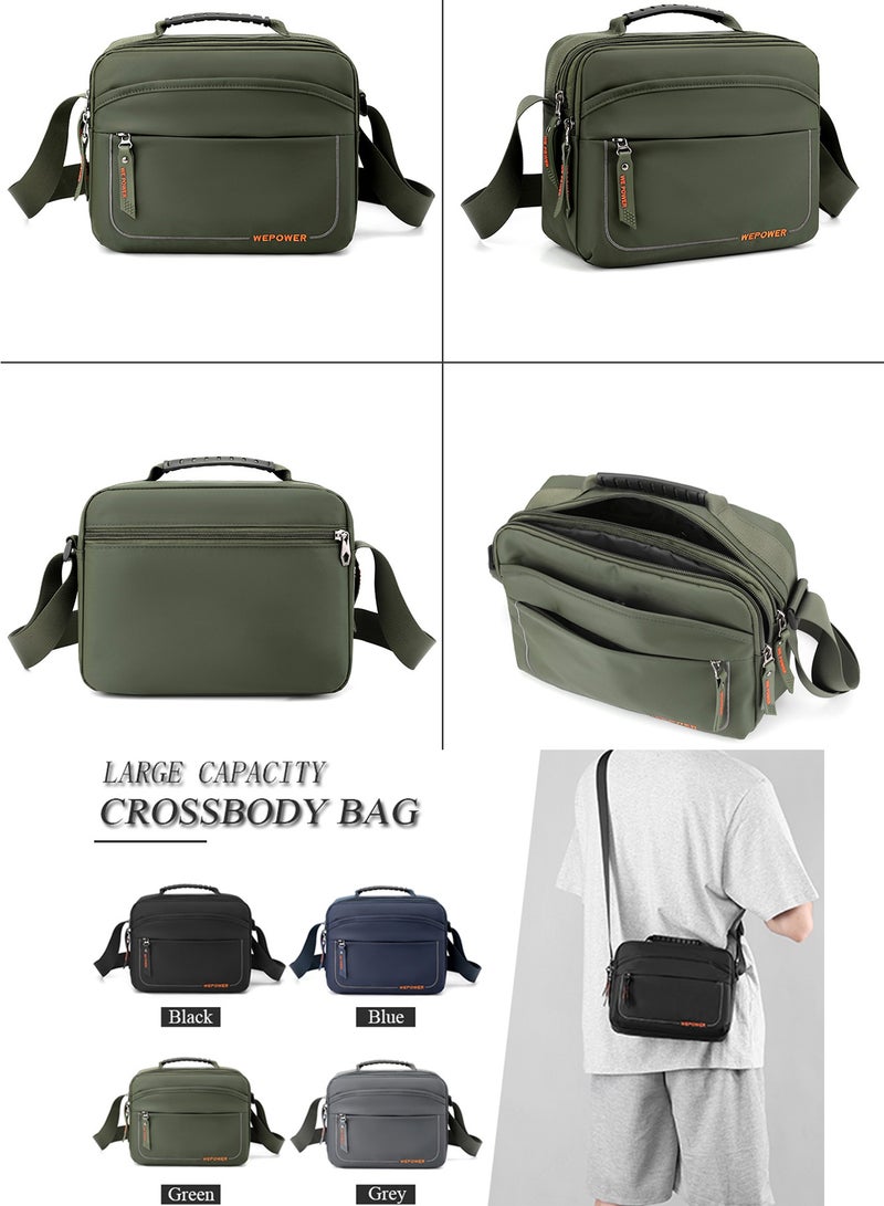 Qiccijoo Small Messenger Bag Crossbody Bags for Men and Women Shoulder Bag Sling Bag Travel Bag for Work Business Satchel Bags Small Carry Bags Purse(Green) - Image 2