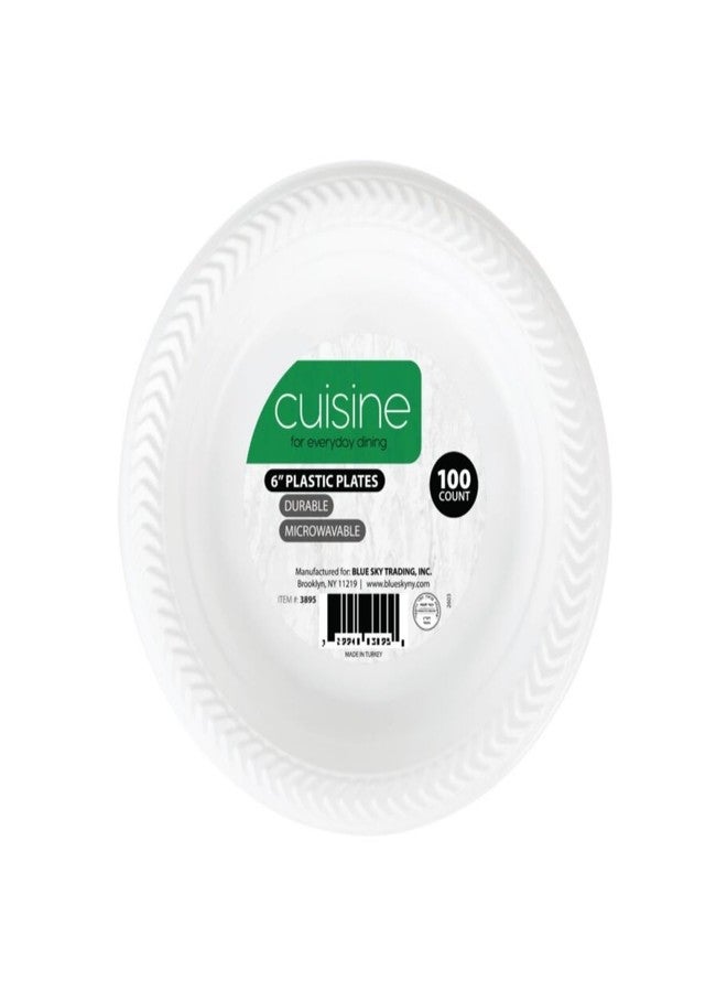 Bluesky Cuisine White Round Plastic Plates - 6" (Pack of 100) - Durable & Microwave Safe Material - Perfect for Parties, Weddings, and Everyday Use - Image 3