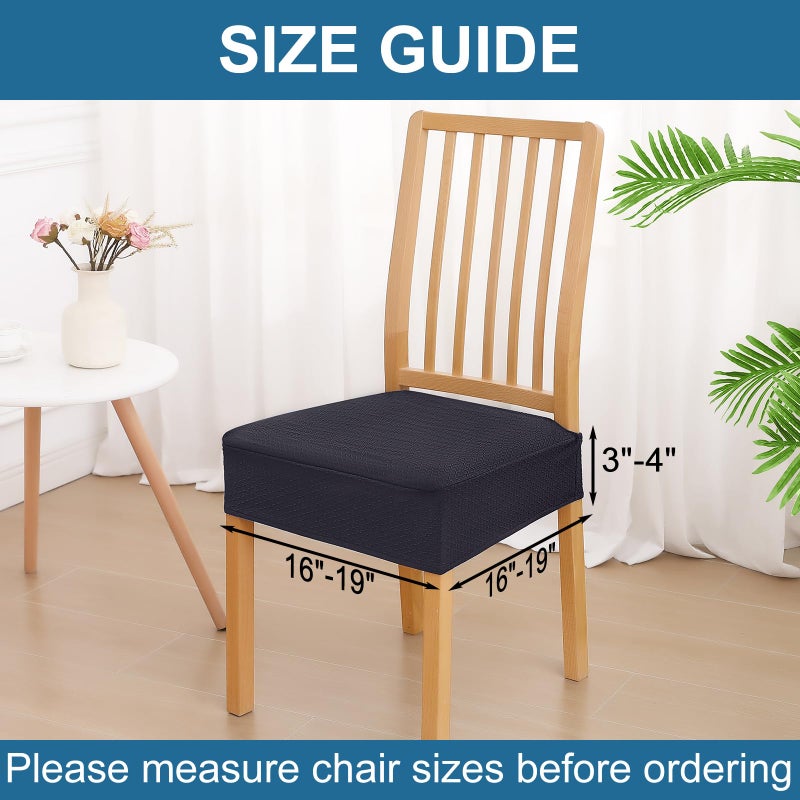 Smiry Waterproof Seat Covers for Dining Room Chairs Set of 4, Stretch Jacquard Removable Washable Chair Seat Slipcovers Protector, No Rear Covers, Dark Grey - Image 2