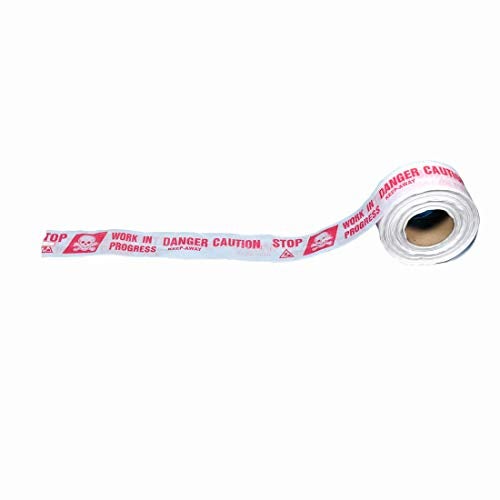 K T I® 3-Inch x 250 m Caution Danger Text Barricade Tape (White and Red) - Image 2