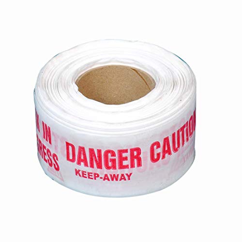 K T I® 3-Inch x 250 m Caution Danger Text Barricade Tape (White and Red) - Image 1