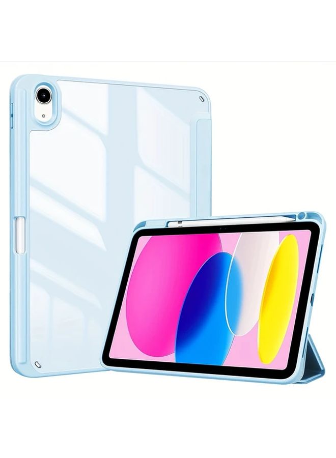 Light Blue iPad Air 11 Inch M2 Case with Pen Slot and Triple Fold Stand - Image 3