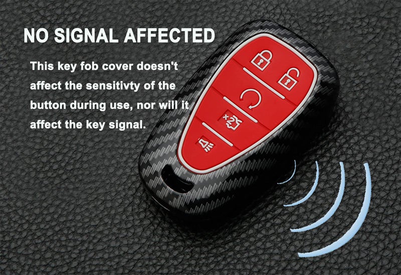 Muxkenper Key Fob Cover Case Fit for Chevrolet 2019 2018 2017 Chevy Malibu Camaro Equinox Trax Traverse Sonic Cruze Volt Spark Keyless Entry Remote Case Holder ABS Carbon Fiber Pattern (Red) - Image 5