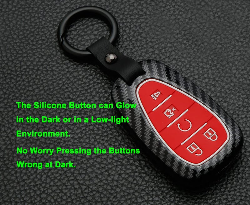 Muxkenper Key Fob Cover Case Fit for Chevrolet 2019 2018 2017 Chevy Malibu Camaro Equinox Trax Traverse Sonic Cruze Volt Spark Keyless Entry Remote Case Holder ABS Carbon Fiber Pattern (Red) - Image 3