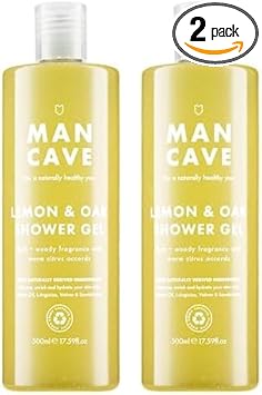 ManCave جل استحمام مان كايف بالليمون والبلوط للرجال برائحة منعشة مع زيت الليمون والبرغموت وإكليل الجبل خالي من الكبريتات والبارابين طبيعي نباتي خالي من القسوة 500 مل عبوة من 2 - Image 1