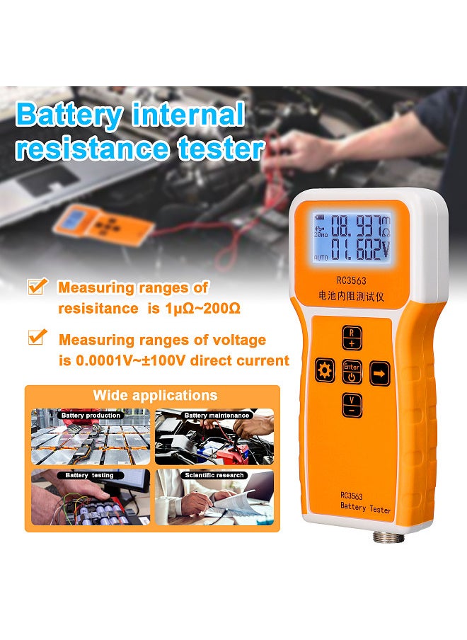 Generic - RC3563 200Ω 100V Handheld Portable Battery Internal Resistance Voltage Tester 3-digit Display Battery Tester High-precise True Four-wire AC Lithium Lead-acid Lithium Battery Detector - Image 1