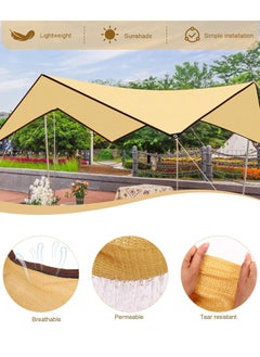 HQ-GAMING Sun Shade Cloth Cover Mesh with Grommets Sun Shade Sail Garden Sunblock Shade Cloth Shading Net Sun Canopies for Greenhouse Garden Plants Sail Net Sun Protection Fabric Mesh (Yellow)  - Image 3