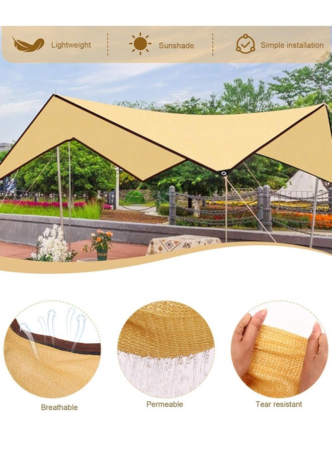HQ-GAMING Sun Shade Cloth Cover Mesh with Grommets Sun Shade Sail Garden Sunblock Shade Cloth Shading Net Sun Canopies for Greenhouse Garden Plants Sail Net Sun Protection Fabric Mesh (Yellow)  - Image 3
