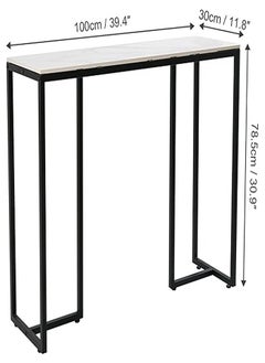 AGD Metal Side Table, Entryway Console Table with Wood Top, Modern Entryway Table, Industrial Behind Sofa Table, Rectangle Hallway Table, for Home and Office  - Image 4