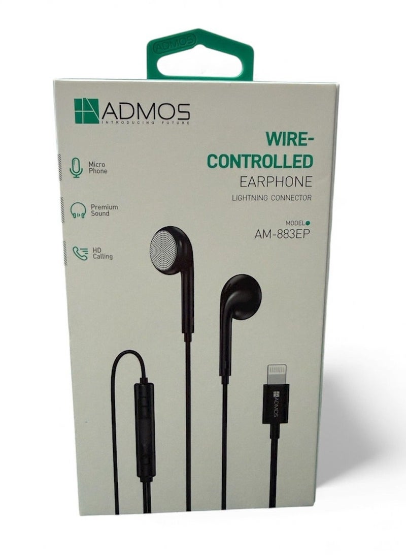 Admos Earphones with Lightning Connector | iPhone Earphones, [MFI Certified] Wired Earphones with Stereo Sound, Microphone, and Volume Control, Compatible with iPhone 14/13/12/SE/11/XR/XS/X/7/7 Plus/8 - Image 2
