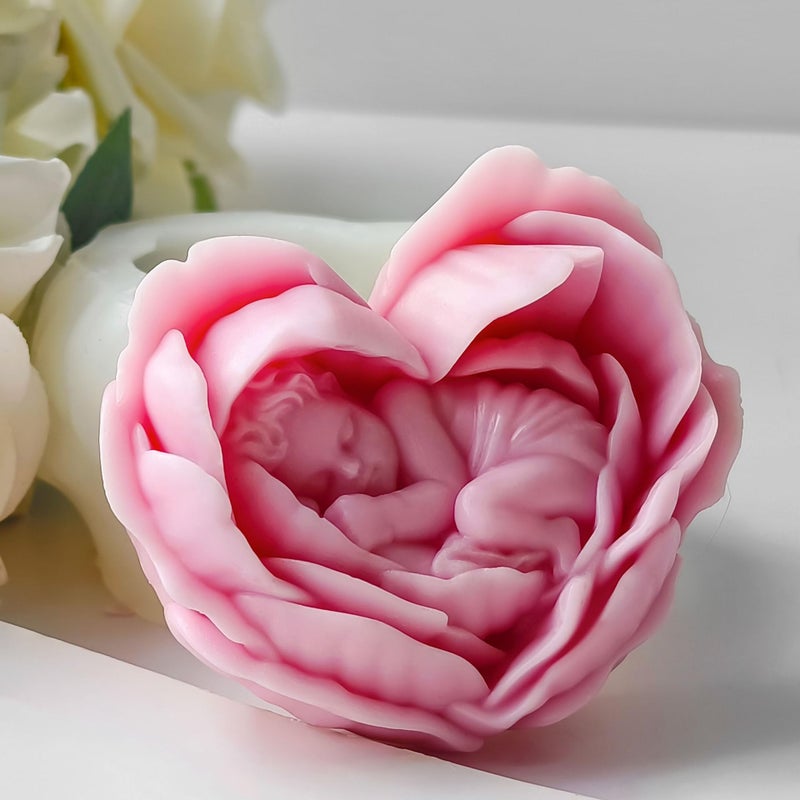 Heart Rose Flower Succulent Candle Mold  Baby Style  Resin Casting Silicone Molds for Home Decor  Candle Making Wave Spiral Mold