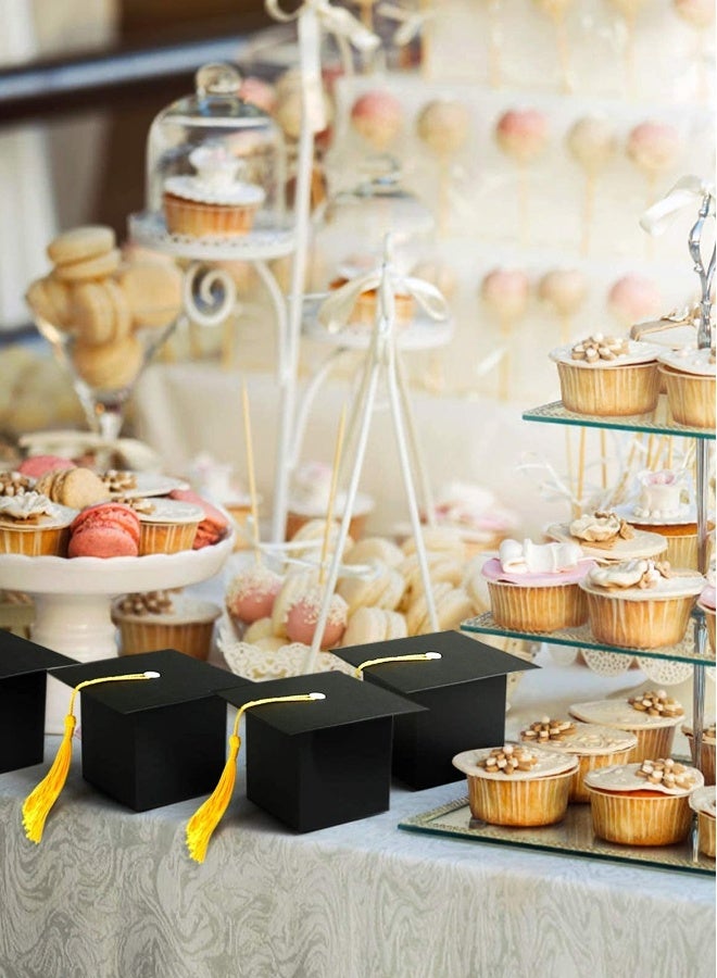 صناديق حلوى قبعة التخرج عبوة 24 - صناديق هدايا زخرفية لاحتفالات التخرج، مثالية للشوكولاتة والحلويات التذكارية. - Image 4