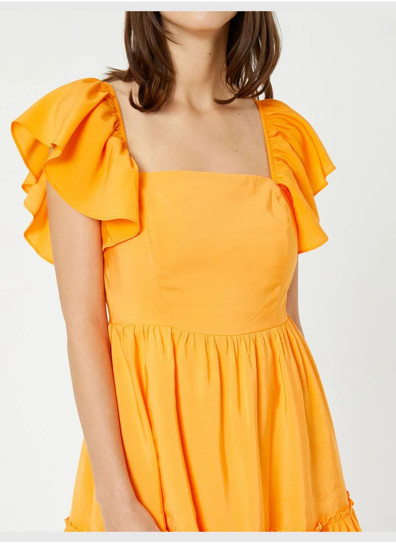 KOTON Tiered Mini Dress Frilled Sleeve Modal Mix