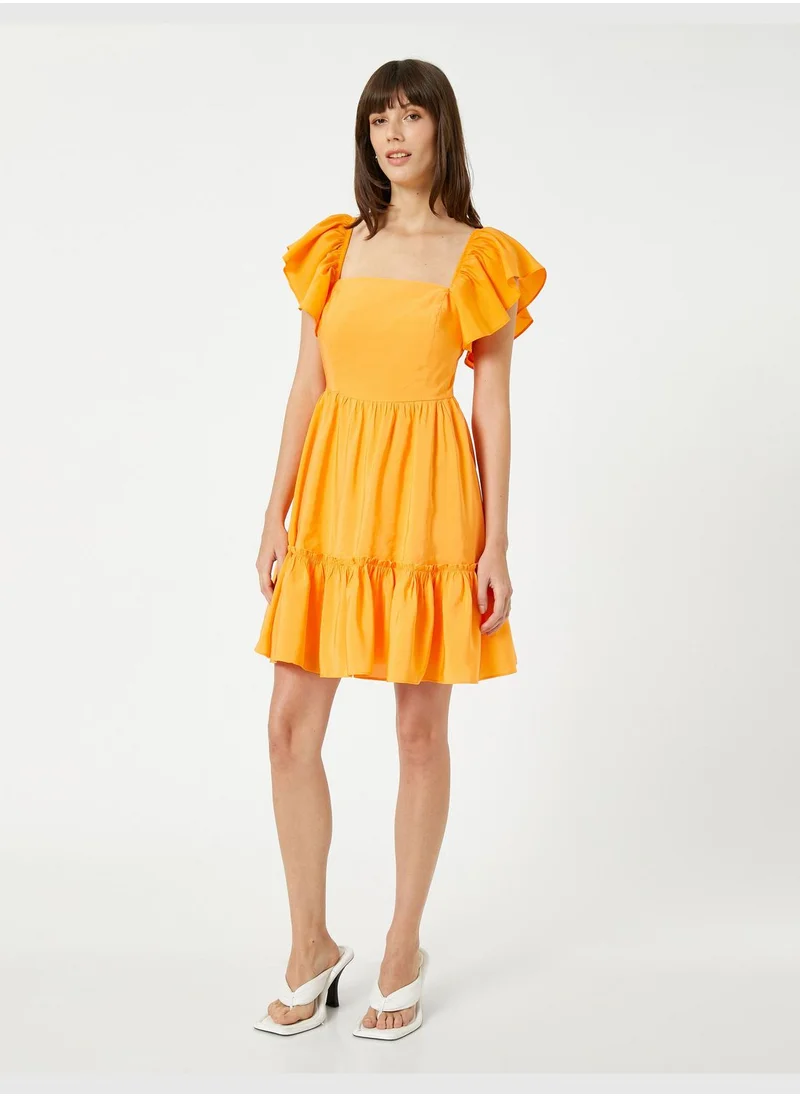 KOTON Tiered Mini Dress Frilled Sleeve Modal Mix