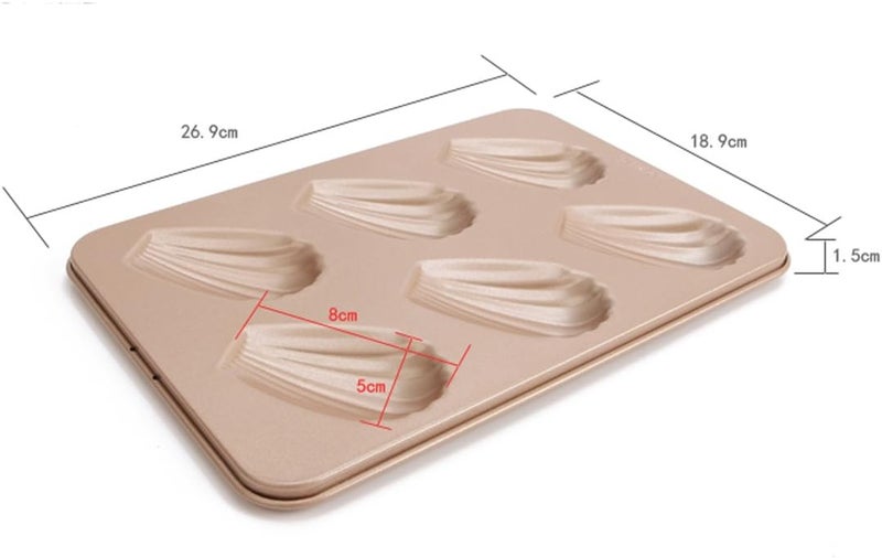 CANDeal CAN_Deal Non Stick Heav-gauge Steel 6 Holes Madeleine Baking Tray, Cake Baking Mould Pan, Produce Cake Size 8 x 5 x 1.5cm - Image 2