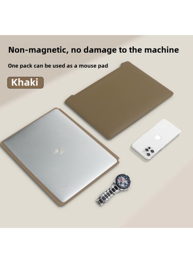 Spot Suitable For Apple Computer Huawei Lenovo Notebook Liner Bag Protective Cover Macbook Protective Cover-Color:Khaki  Upgraded Thickened Protective Machine-Applicable Models:15.6/16inch  - Image 1