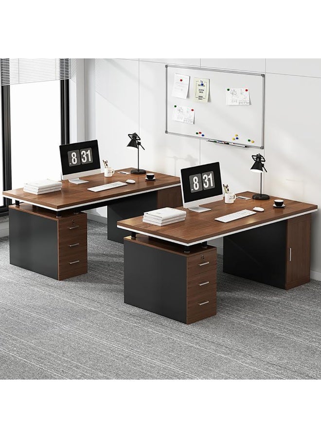 Large Office Desk, 120 * 60cm Wooden Desk with 3 Drawers & 1 Door for Working Study Writing and Reading, Modern Computer Desk PC Table for Home Office and Bedroom, YN056 (Cameo Black) - Image 4