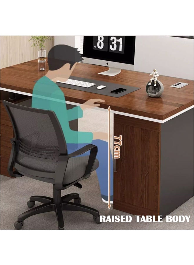 Large Office Desk, 120 * 60cm Wooden Desk with 3 Drawers & 1 Door for Working Study Writing and Reading, Modern Computer Desk PC Table for Home Office and Bedroom, YN056 (Cameo Black) - Image 5