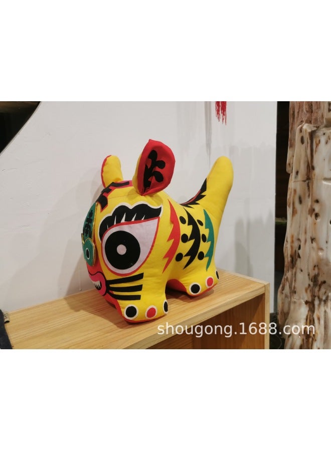 Handmade Cloth Tiger Folk Crafts Ornaments Special Gifts To Foreigners Manufacturers Supply-Color:Yellow-Specifications:Red - Image 1
