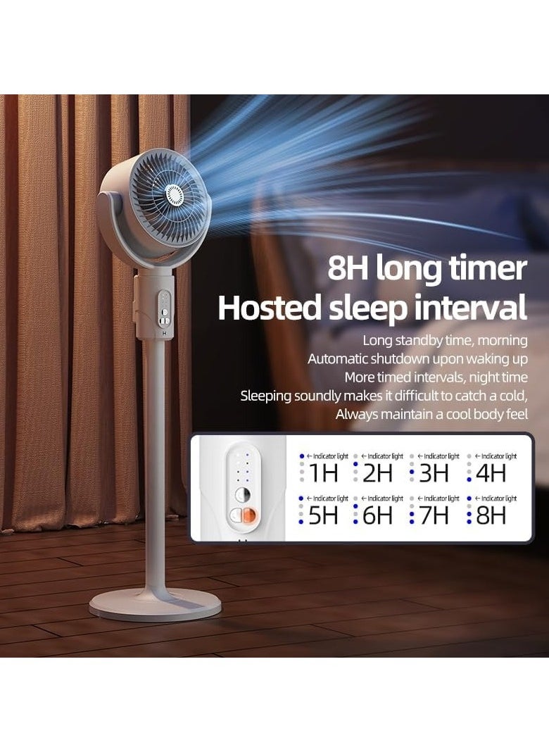 مروحة أرضية DENX Air Circulation مع جهاز تحكم عن بعد، مروحة قائمة 3 في 1 قابلة للتعديل الارتفاع، 90 درجة اهتزازية، 5 سرعات تشغيل صامتة، مروحة مكتب محمولة وقاعدة، قابلة لإعادة الشحن عبر USB-C للمنزل والمكتب، DX2607