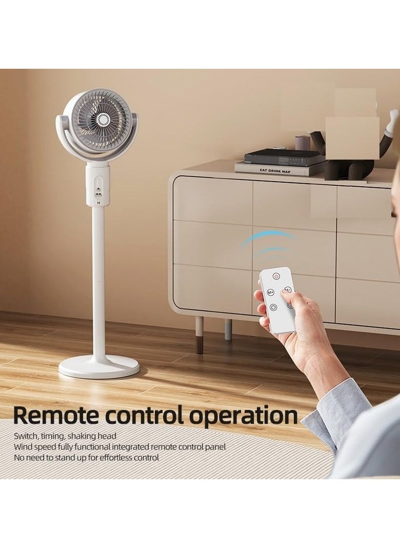مروحة أرضية DENX Air Circulation مع جهاز تحكم عن بعد، مروحة قائمة 3 في 1 قابلة للتعديل الارتفاع، 90 درجة اهتزازية، 5 سرعات تشغيل صامتة، مروحة مكتب محمولة وقاعدة، قابلة لإعادة الشحن عبر USB-C للمنزل والمكتب، DX2607