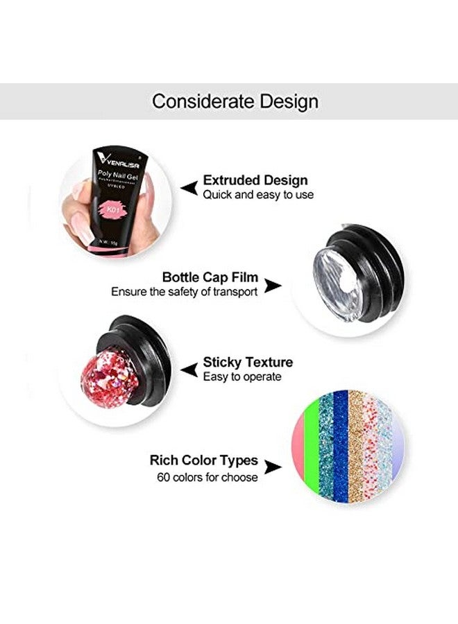 Venalisa Poly Builder Gel - Poly Nail Gel, 15g Acrylic Polish Extension, Transparent Camouflage, Manicure and Pedicure Art (Poly-15g-K46) - Image 3