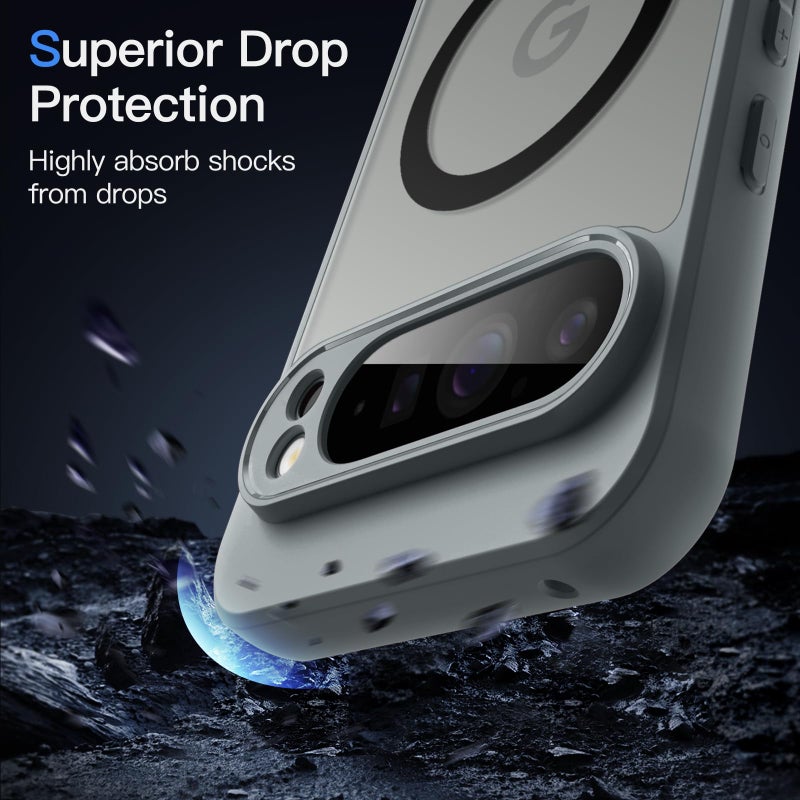 JETech Magnetic Case for Google Pixel 9 Pro XL 2024, Compatible with MagSafe, Translucent Matte Back Shockproof Phone Cover (Hazel) - Image 4