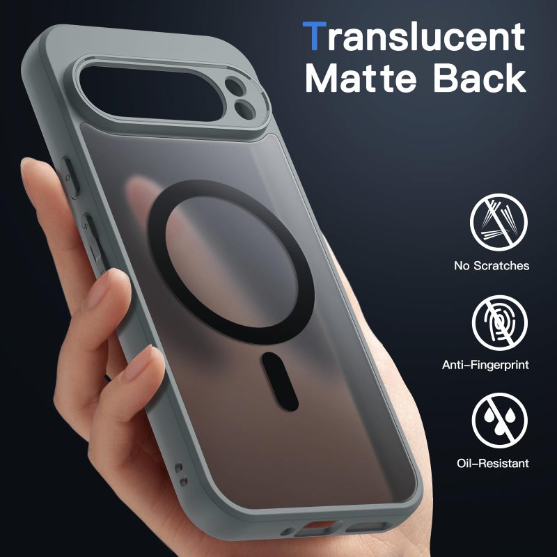 JETech Magnetic Case for Google Pixel 9 Pro XL 2024, Compatible with MagSafe, Translucent Matte Back Shockproof Phone Cover (Hazel) - Image 5