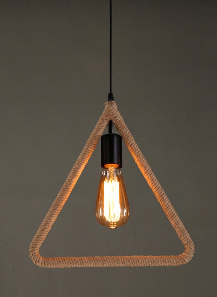 American Country Trendy Vintage Rope Metal Triangle Shape Pendant Light Kitchen Island Bar Dining Room Hanging Lamp - Image 1