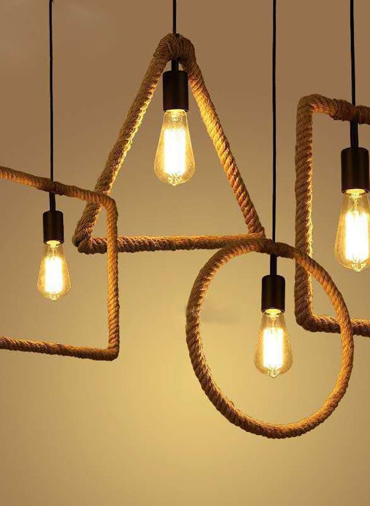 American Country Trendy Vintage Rope Metal Triangle Shape Pendant Light Kitchen Island Bar Dining Room Hanging Lamp - Image 2