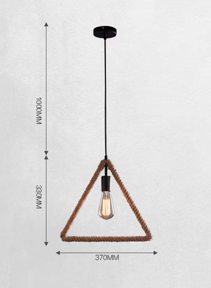 American Country Trendy Vintage Rope Metal Triangle Shape Pendant Light Kitchen Island Bar Dining Room Hanging Lamp - Image 3