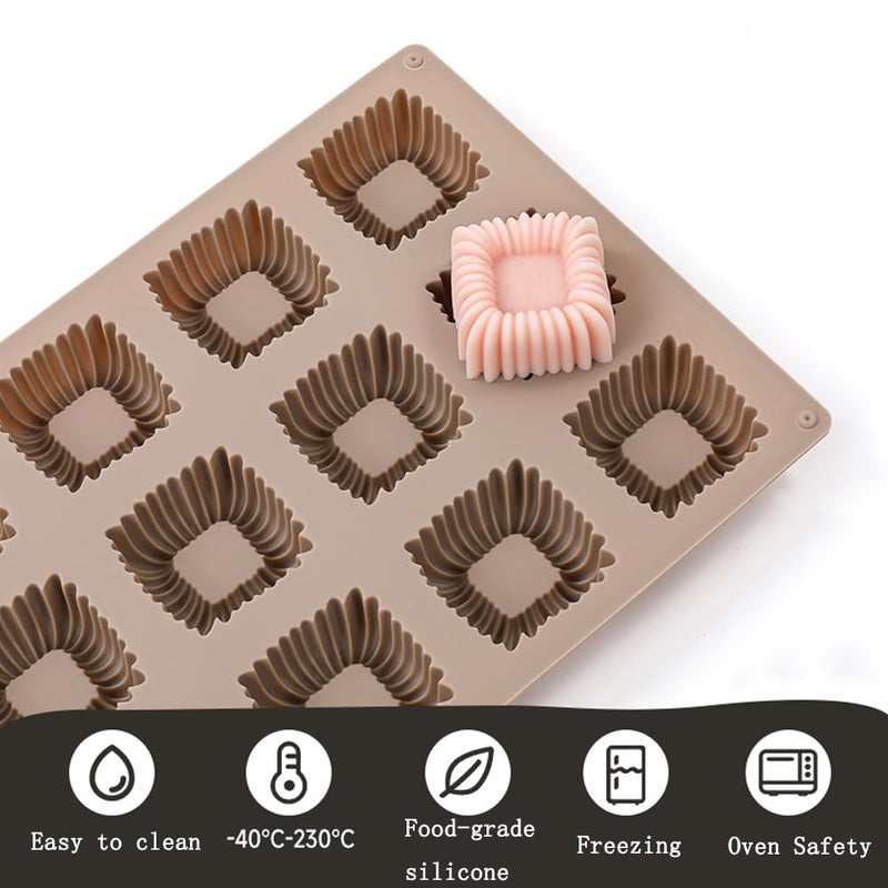 Ahorasky Cube Cake Silicone Mold | 1.6" x 1.6" x 0.8" 3D Square Mini Mousse Cake Baking Mold, French Dessert Molds for Chocolate, Jello, Brownie Bites, Ice Cream Cube, 15-Cavity - Image 5