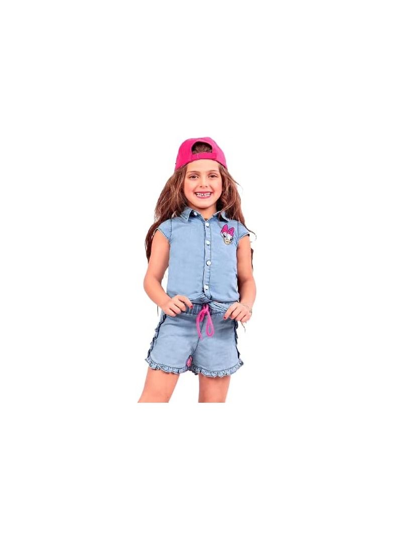Light blue jeans short and blouse set  - Image 3