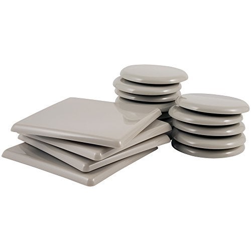 Super Sliders 4702995N Reusable Furniture Sliders for Carpet Medium & Large Mover Value Pack- 5" Square & 3-1/2" Round (16 Pieces) - Image 1