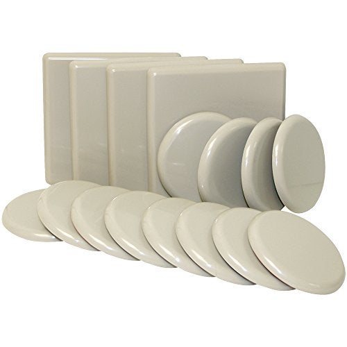 Super Sliders 4702995N Reusable Furniture Sliders for Carpet Medium & Large Mover Value Pack- 5" Square & 3-1/2" Round (16 Pieces) - Image 2