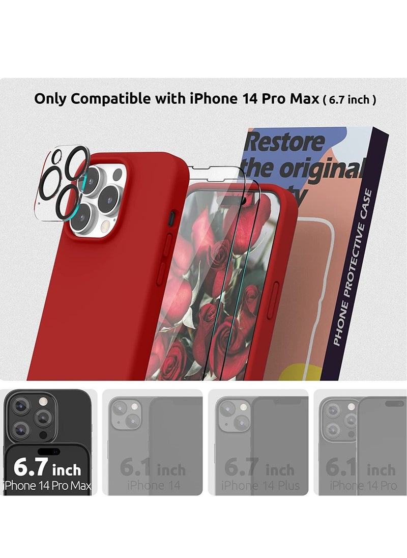 Raxoom (4 in 1 Designed for iPhone 14 Pro Max Case Compatible with MagSafe (6.7 inch, 2022), with 2 Pack Screen Protector + Camera Cover, Liquid Silicone Phone Case (Red) - Image 2
