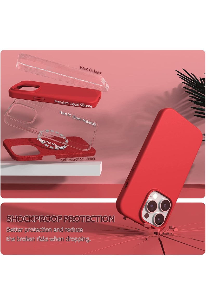 Raxoom (4 in 1 Designed for iPhone 14 Pro Max Case Compatible with MagSafe (6.7 inch, 2022), with 2 Pack Screen Protector + Camera Cover, Liquid Silicone Phone Case (Red) - Image 3