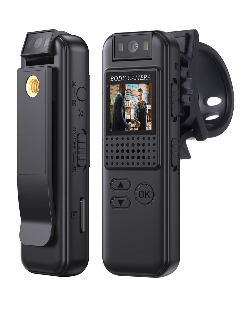Excefore K1 64G Mini Body Camera, 1080P HD Body Worn Cam Wearable with Rotatable Lens, 180¡ Body Mounted Camera with LED, Body Cam Video Recording for Riding, Pet, Office, Outdoor.  - Image 1