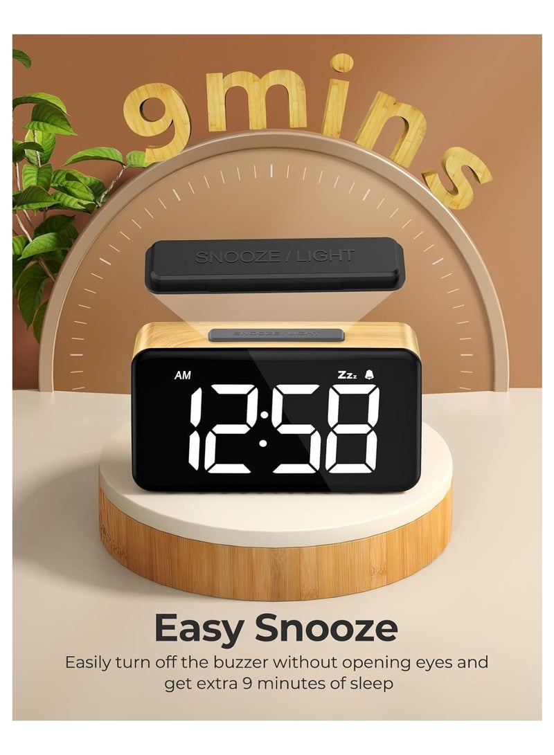 Sleek Digital Alarm Clock with Large LED Display - Adjustable Brightness, Snooze Function, and Power-off Memory - Perfect for Bedrooms and Thoughtful Gifts - Image 4