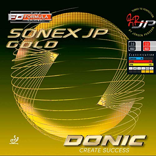 Donic Sonex JP Gold Table Tennis Rubber | Spin Elasticity Topsheet | Grippy | Ideal for Aambitious Attacker Players | Tensor Technology | Size: Max | Color: Black - Image 2
