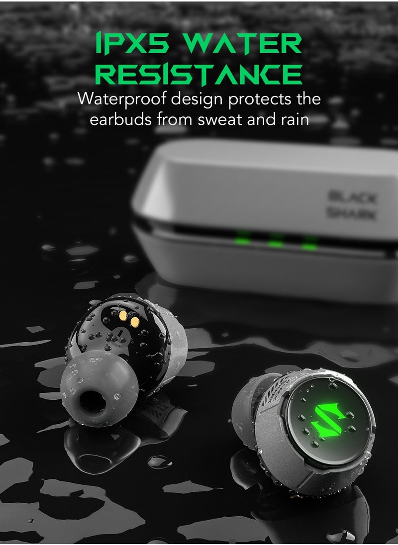 Lucifer T4, wireless earbuds, 45ms ultra-low latency, gaming Bluetooth headset with studio sound quality, Bluetooth 5.2, IPX5 waterproof, 24-hour listening time, microphone.