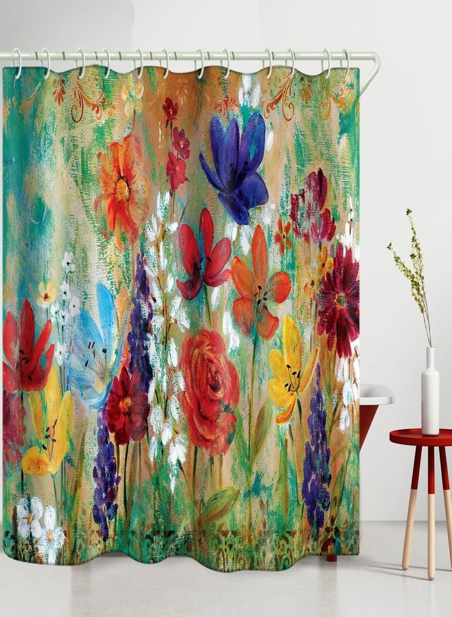 LYFANS Bathroom is Decorated with 3D Colorful Flower Oil Painting Shower Curtain, 12 Shower Curtain Hooks Accessories Bathtub Curtains, and 72x72 Inch Waterproof Shower Curtains - Image 3