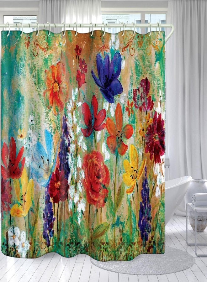 LYFANS Bathroom is Decorated with 3D Colorful Flower Oil Painting Shower Curtain, 12 Shower Curtain Hooks Accessories Bathtub Curtains, and 72x72 Inch Waterproof Shower Curtains - Image 2