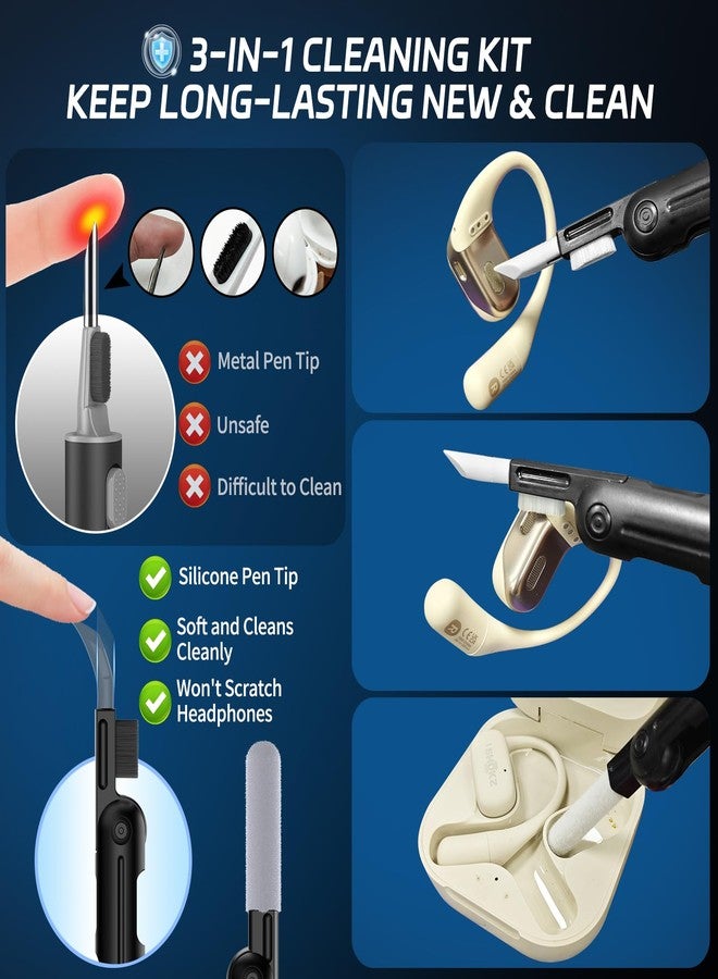 TNSNK 【Secure Locking】SHOKZ OpenFit Case with Cleaning Kit and Keychain, Soft TPU Cover Compatible with SHOKZ OpenFit Open Ear Headphones True Wireless Bluetooth, Proof Protection - Image 5
