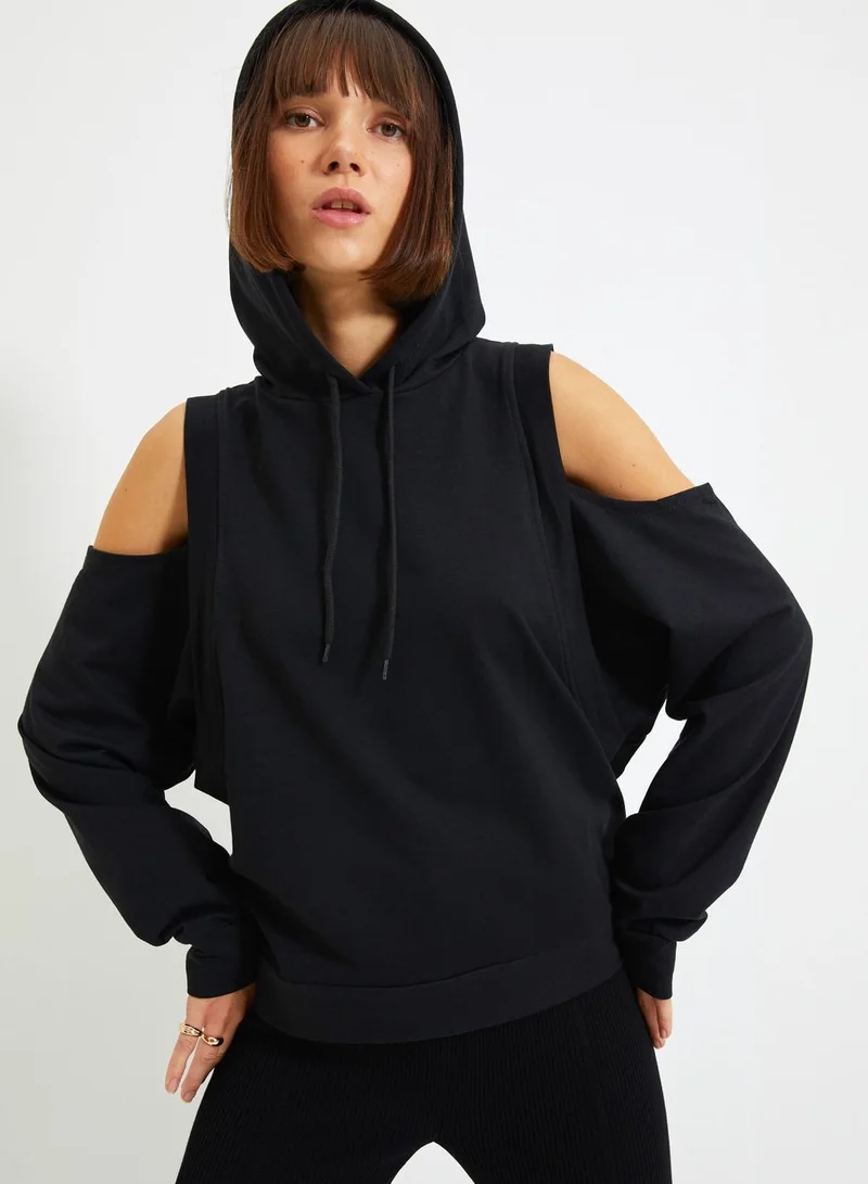 trendyol Cut Out Detail Hoodie