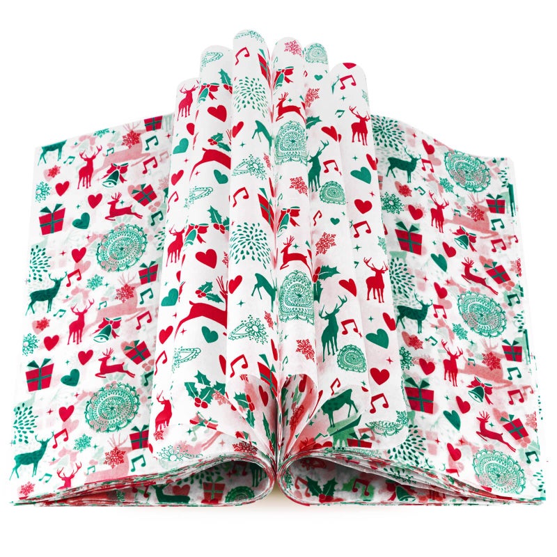 KVCSYAW 100 Pcs Christmas Wax Paper for Food Wax Paper Sheets Deli Paper Sandwich Wrap Candy Cookies Wraps Waterproof Oilproof Picnic Basket Liners with Reindeer Pattern for Kitchen Handmade Food 