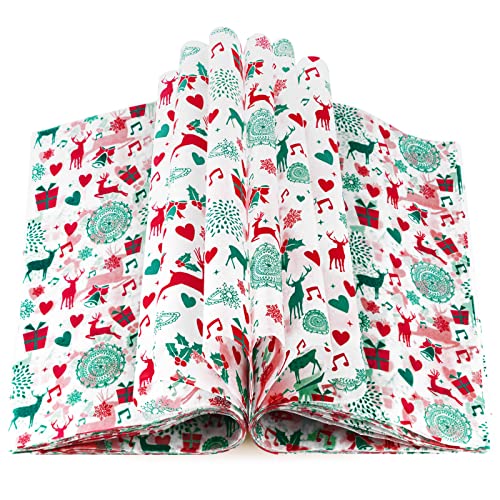 100 Pcs Christmas Wax Paper for Food Wax Paper Sheets Deli Paper Sandwich Wrap Candy Cookies Wraps Waterproof Oilproof Picnic Basket Liners with Reindeer Pattern for Kitchen Handmade Food